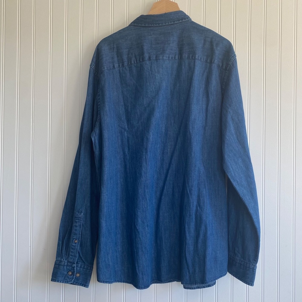 Vintage St Johns Bay Men Denim Button Down Shirt Size XL Classic Chambray Pocket - Picture 3 of 8